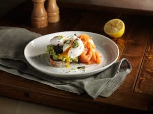 "food photographers in london an egg dish with beautiful garnish"